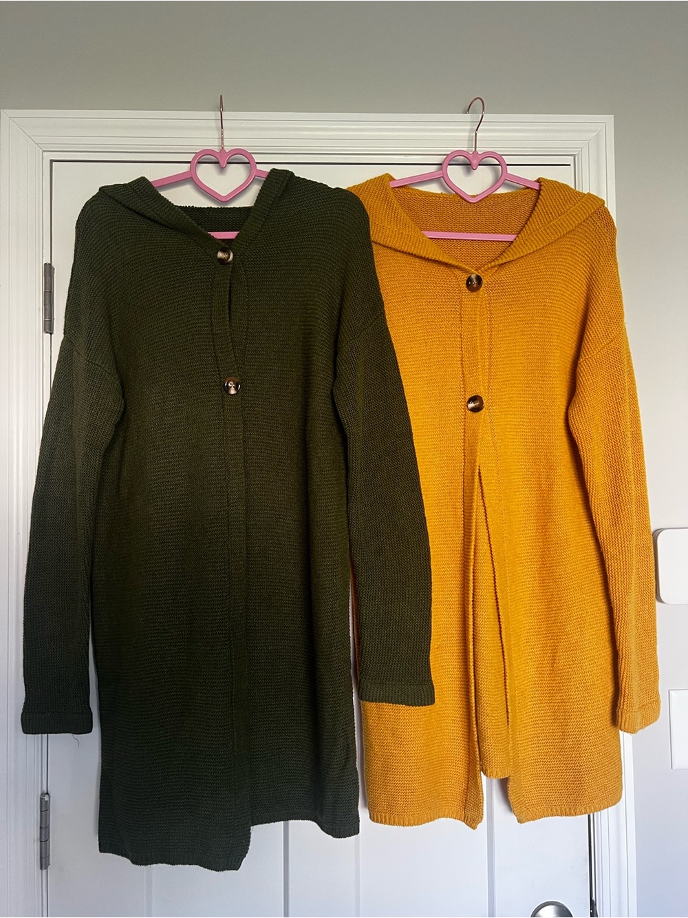 Knit Hooded Cardigan - Olive Green & Mustard Yellow 2 for 1 🔥🌺